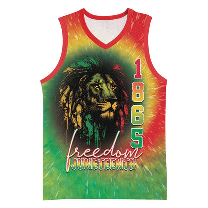Juneteenth Freedom Day Basketball Jersey Reggae Tie Dye Style - African Pride
