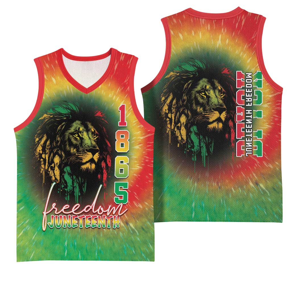 Juneteenth Freedom Day Basketball Jersey Reggae Tie Dye Style - African Pride