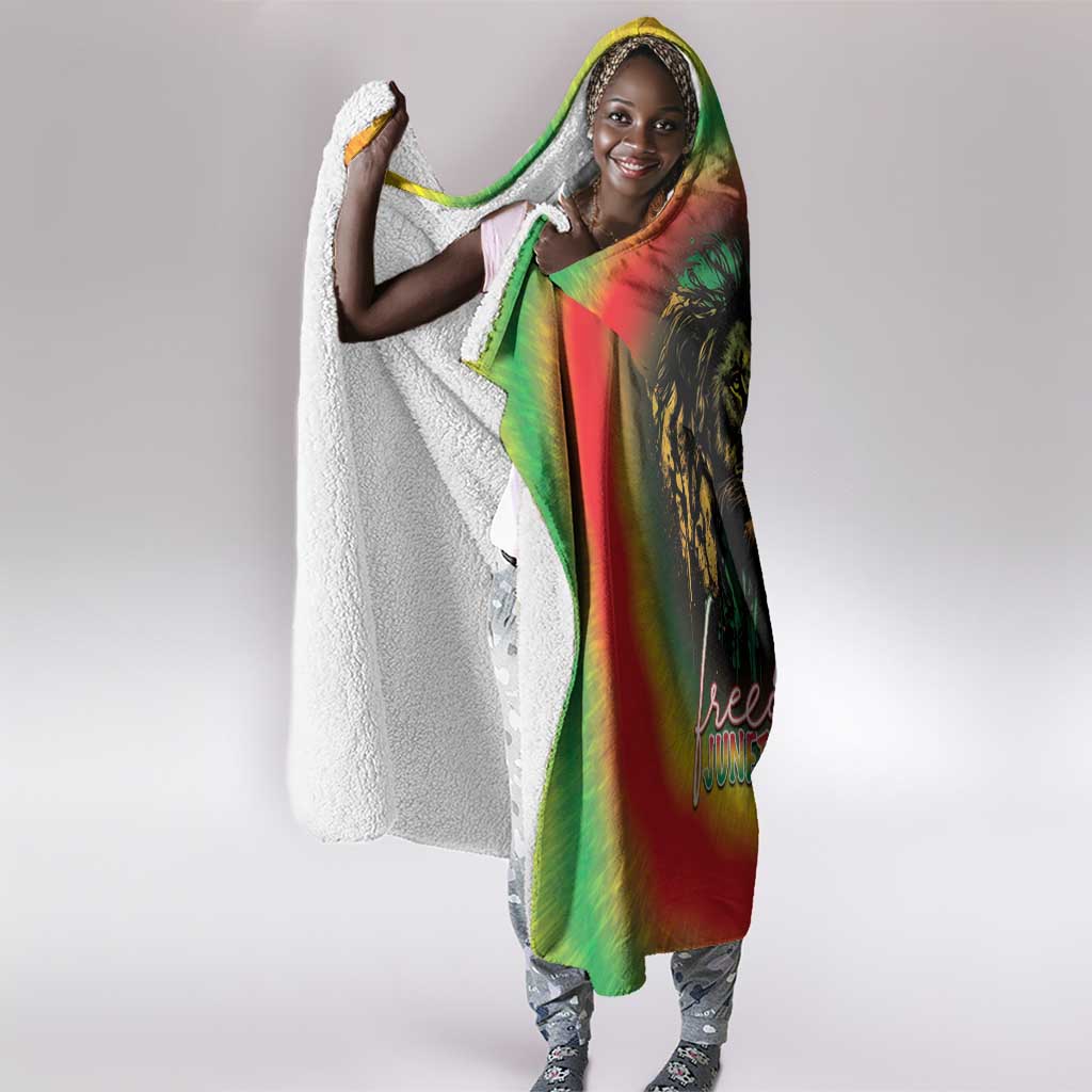 Juneteenth Freedom Day Hooded Blanket Reggae Tie Dye Style