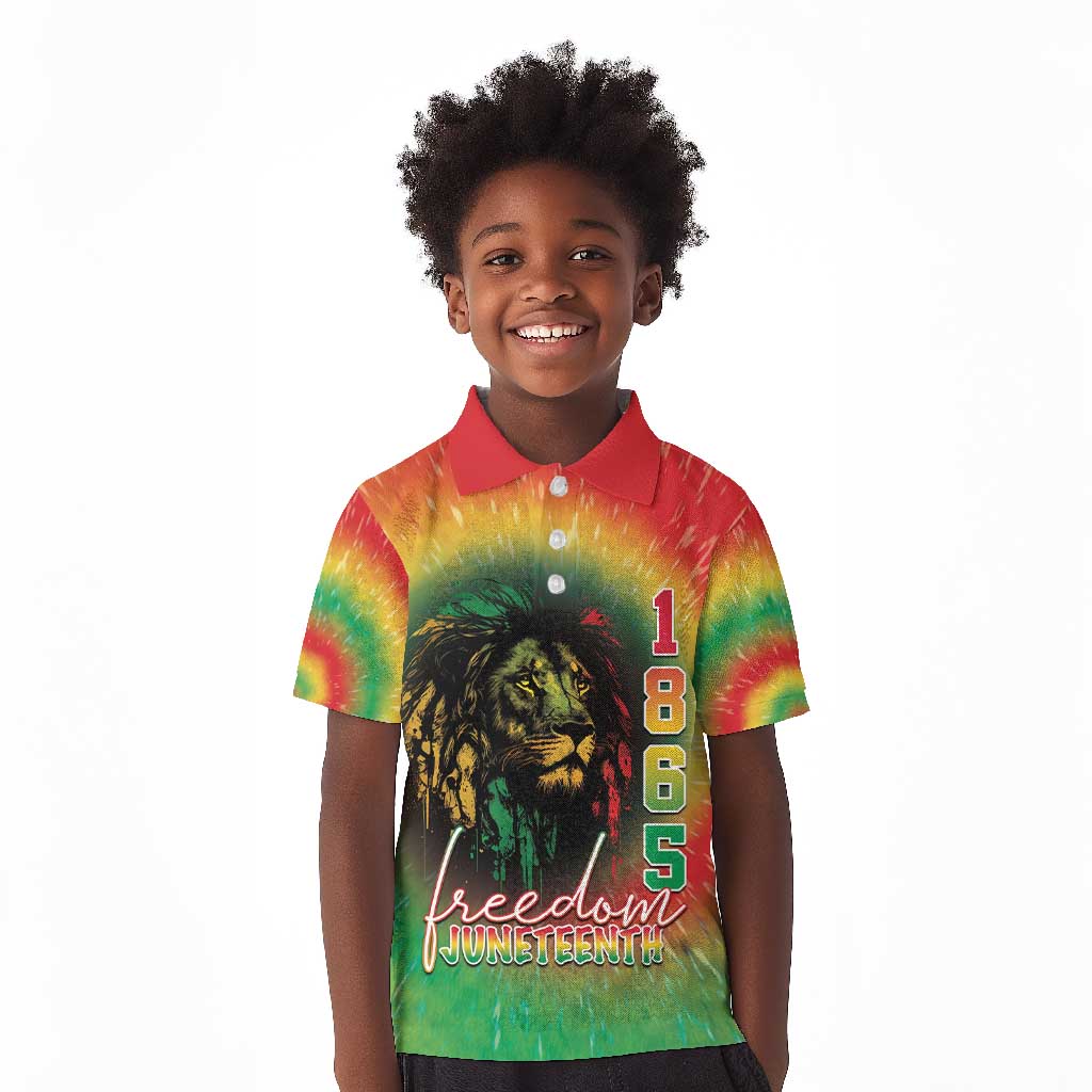 Juneteenth Freedom Day Kid Polo Shirt Reggae Tie Dye Style