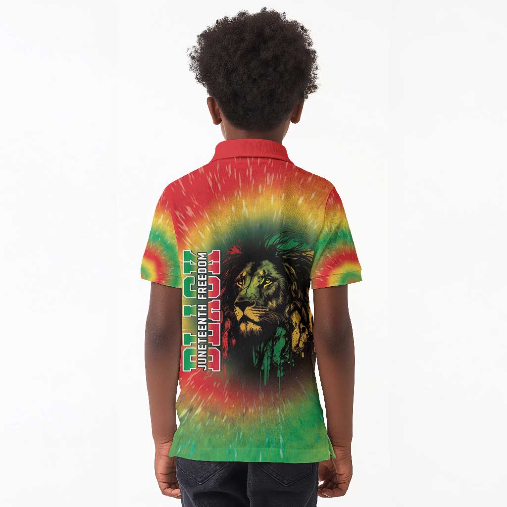 Juneteenth Freedom Day Kid Polo Shirt Reggae Tie Dye Style