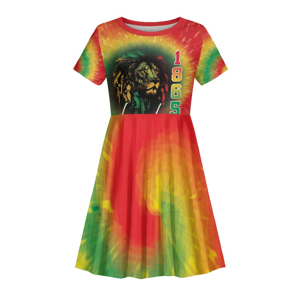 Juneteenth Freedom Day Kid Short Sleeve Dress Reggae Tie Dye Style
