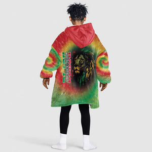 Juneteenth Freedom Day KId Wearable Blanket Hoodie Reggae Tie Dye Style