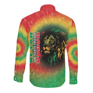 Juneteenth Freedom Day Long Sleeve Button Shirt Reggae Tie Dye Style