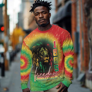 Juneteenth Freedom Day Long Sleeve Shirt Reggae Tie Dye Style LT05