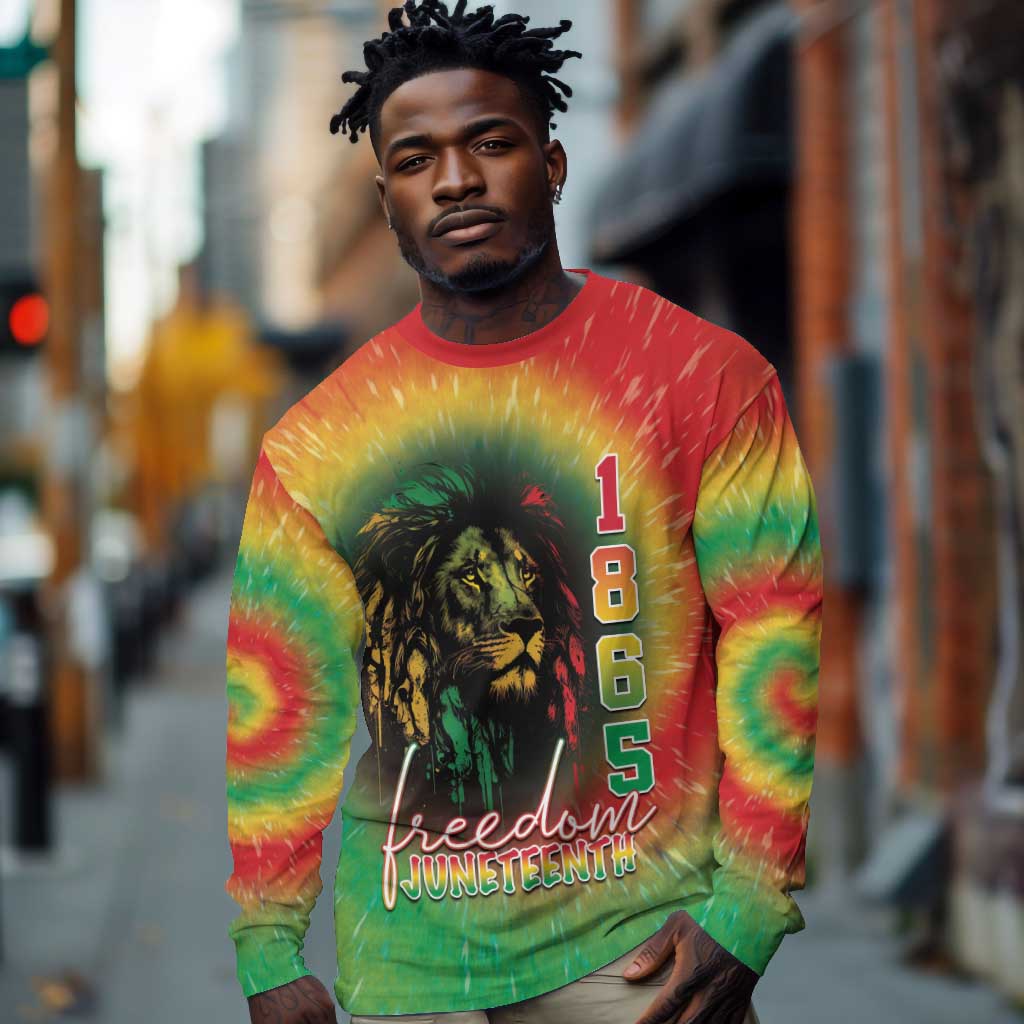 Juneteenth Freedom Day Long Sleeve Shirt Reggae Tie Dye Style LT05