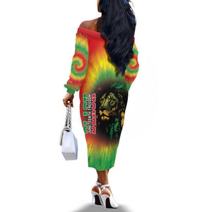 Juneteenth Freedom Day Off The Shoulder Long Sleeve Dress Reggae Tie Dye Style
