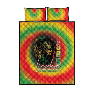 Juneteenth Freedom Day Quilt Bed Set Reggae Tie Dye Style