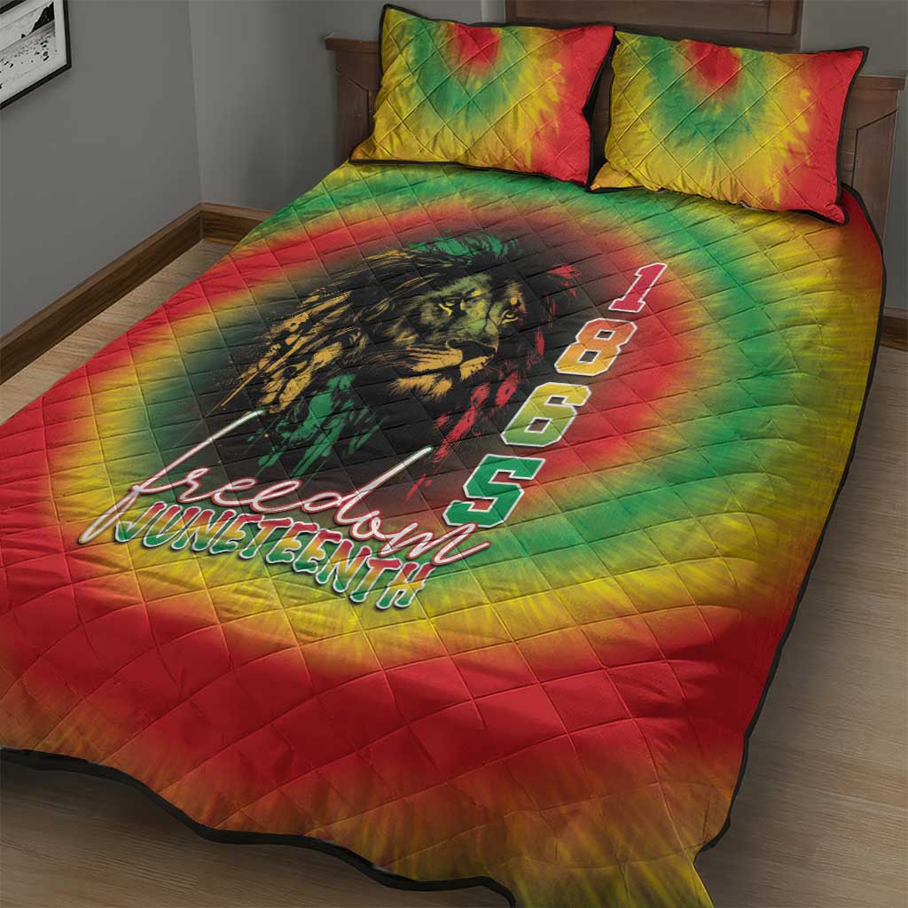 Juneteenth Freedom Day Quilt Bed Set Reggae Tie Dye Style