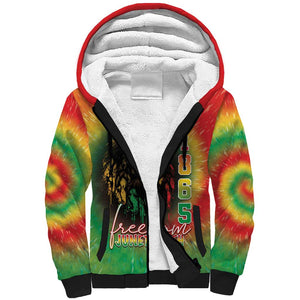 Juneteenth Freedom Day Sherpa Hoodie Reggae Tie Dye Style