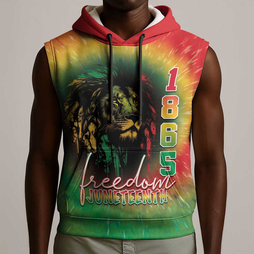 Juneteenth Freedom Day Sleeveless Hoodie Reggae Tie Dye Style - African Pride