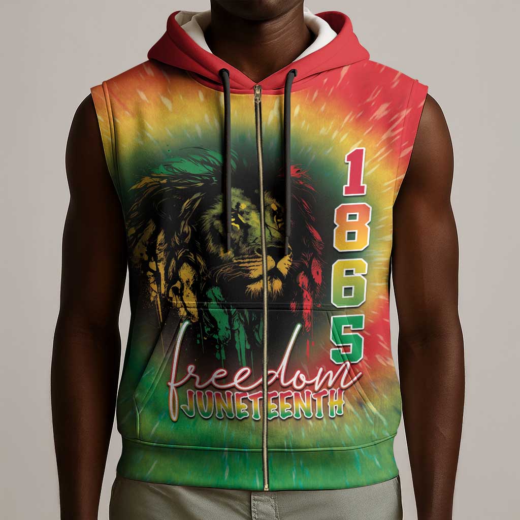 Juneteenth Freedom Day Sleeveless Zip Hoodie Reggae Tie Dye Style - African Pride