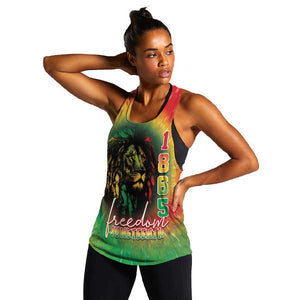 Juneteenth Freedom Day Women Racerback Tank Reggae Tie Dye Style