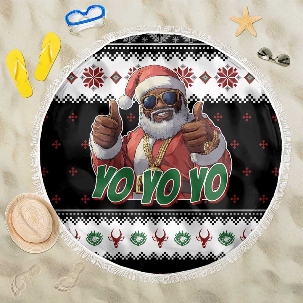 South Africa Christmas Beach Blanket Hip Hop Santa Claus