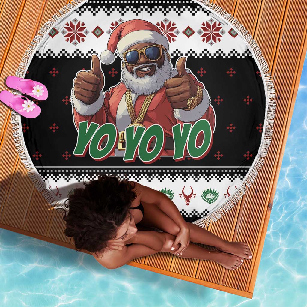 South Africa Christmas Beach Blanket Hip Hop Santa Claus