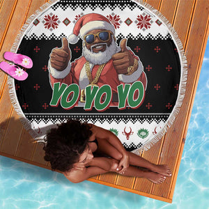 South Africa Christmas Beach Blanket Hip Hop Santa Claus