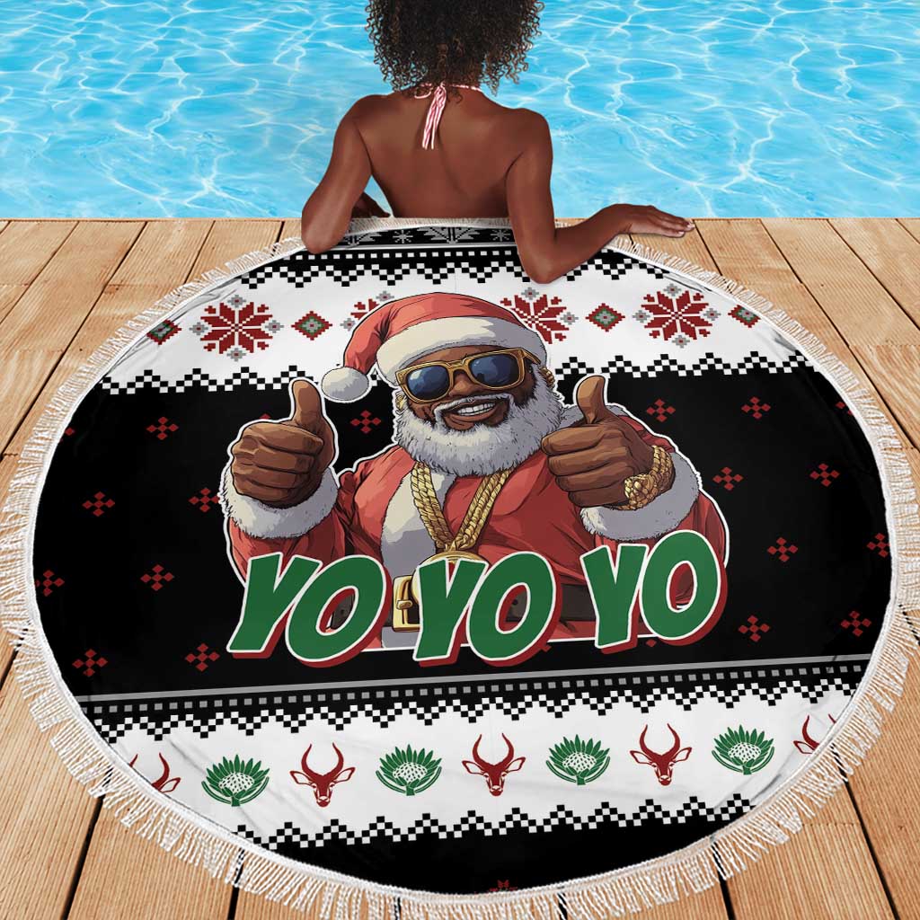 South Africa Christmas Beach Blanket Hip Hop Santa Claus