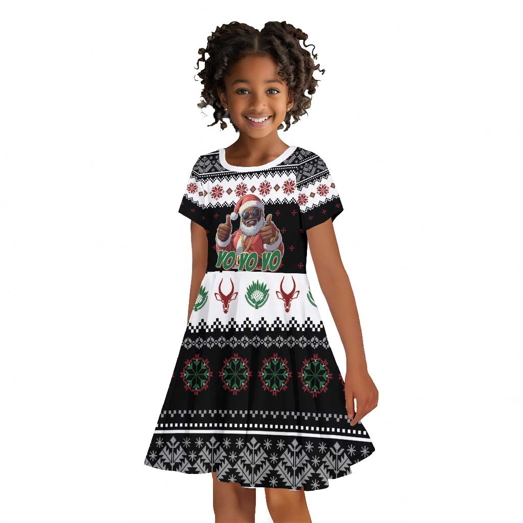 South Africa Christmas Kid Short Sleeve Dress Hip Hop Santa Claus