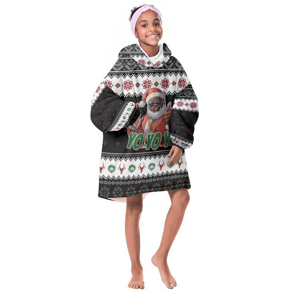 South Africa Christmas Kid Wearable Blanket Hoodie Hip Hop Santa Claus