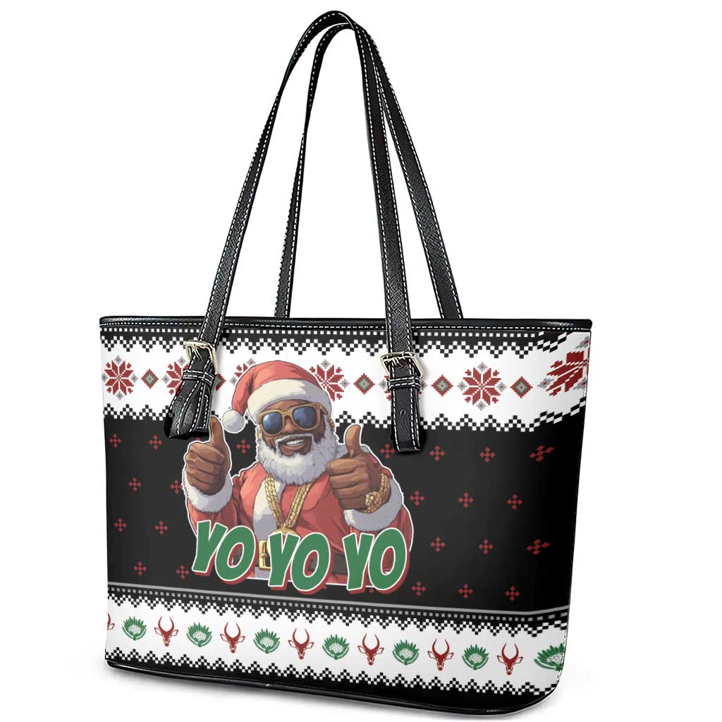 South Africa Christmas Leather Tote Bag Hip Hop Santa Claus
