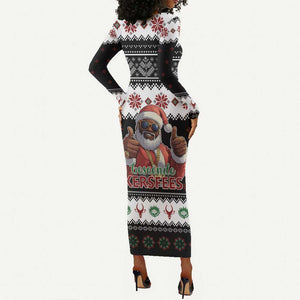 South Africa Christmas Long Sleeve Bodycon Dress Hip Hop Santa Claus LT05
