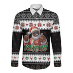 South Africa Christmas Long Sleeve Button Shirt Hip Hop Santa Claus