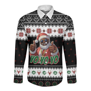 South Africa Christmas Long Sleeve Button Shirt Hip Hop Santa Claus