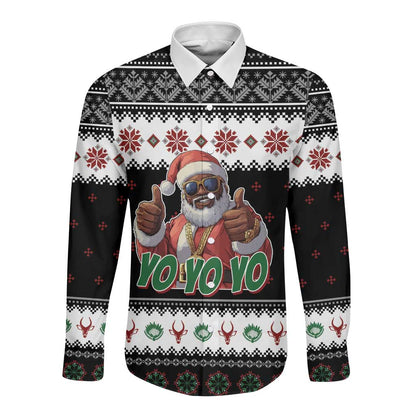 South Africa Christmas Long Sleeve Button Shirt Hip Hop Santa Claus
