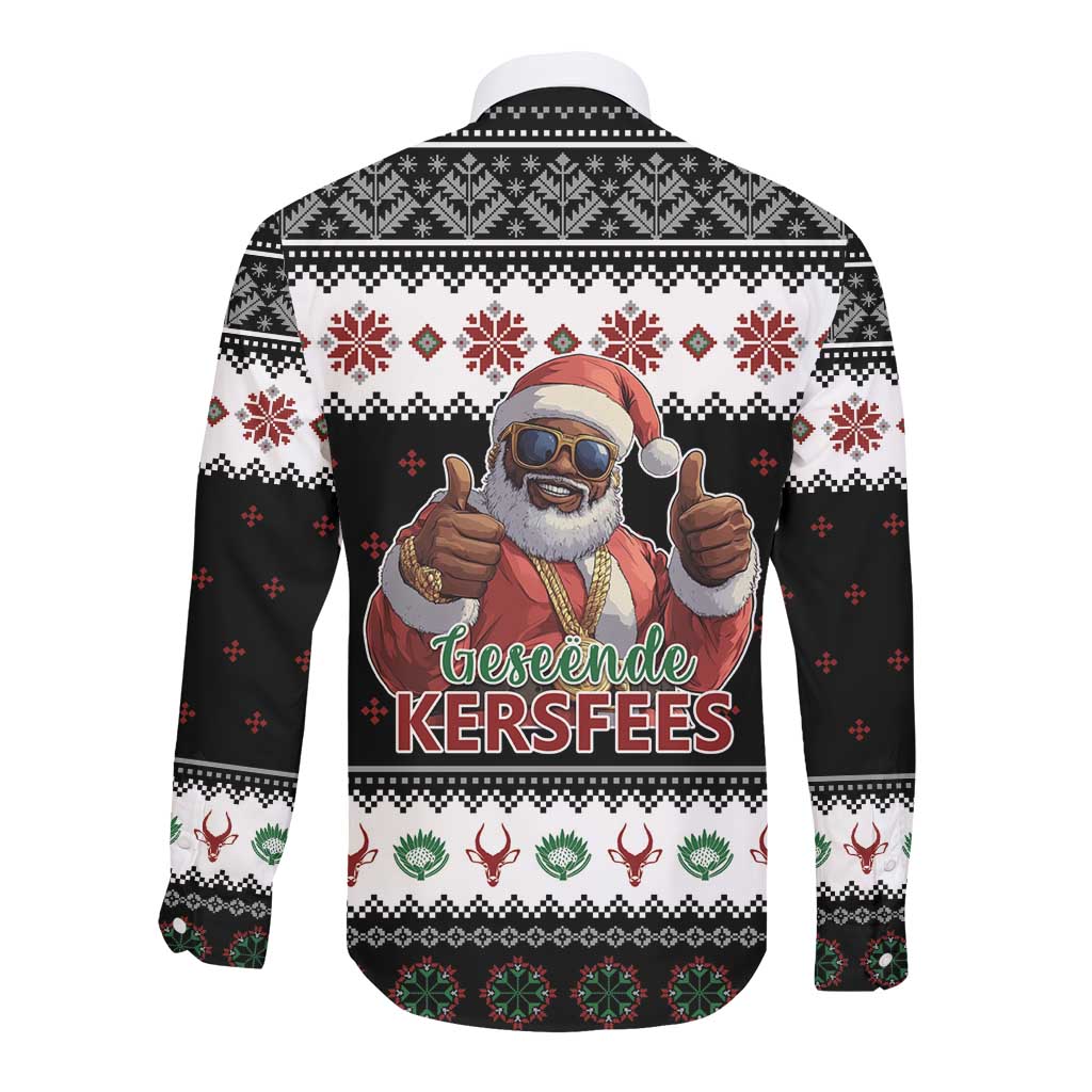 South Africa Christmas Long Sleeve Button Shirt Hip Hop Santa Claus