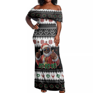 South Africa Christmas Off Shoulder Maxi Dress Hip Hop Santa Claus