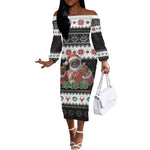 South Africa Christmas Off The Shoulder Long Sleeve Dress Hip Hop Santa Claus