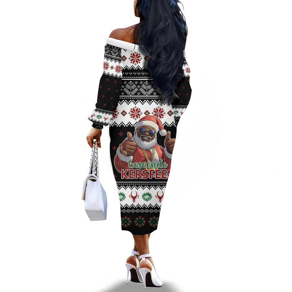 South Africa Christmas Off The Shoulder Long Sleeve Dress Hip Hop Santa Claus
