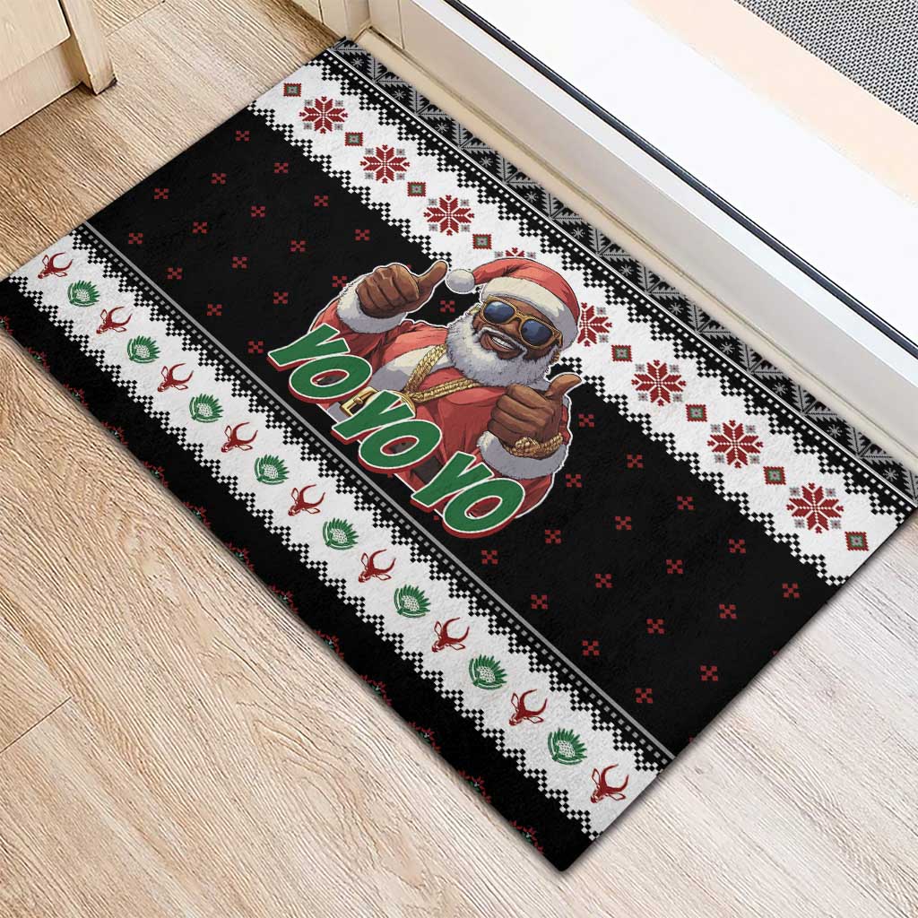 South Africa Christmas Rubber Doormat Hip Hop Santa Claus