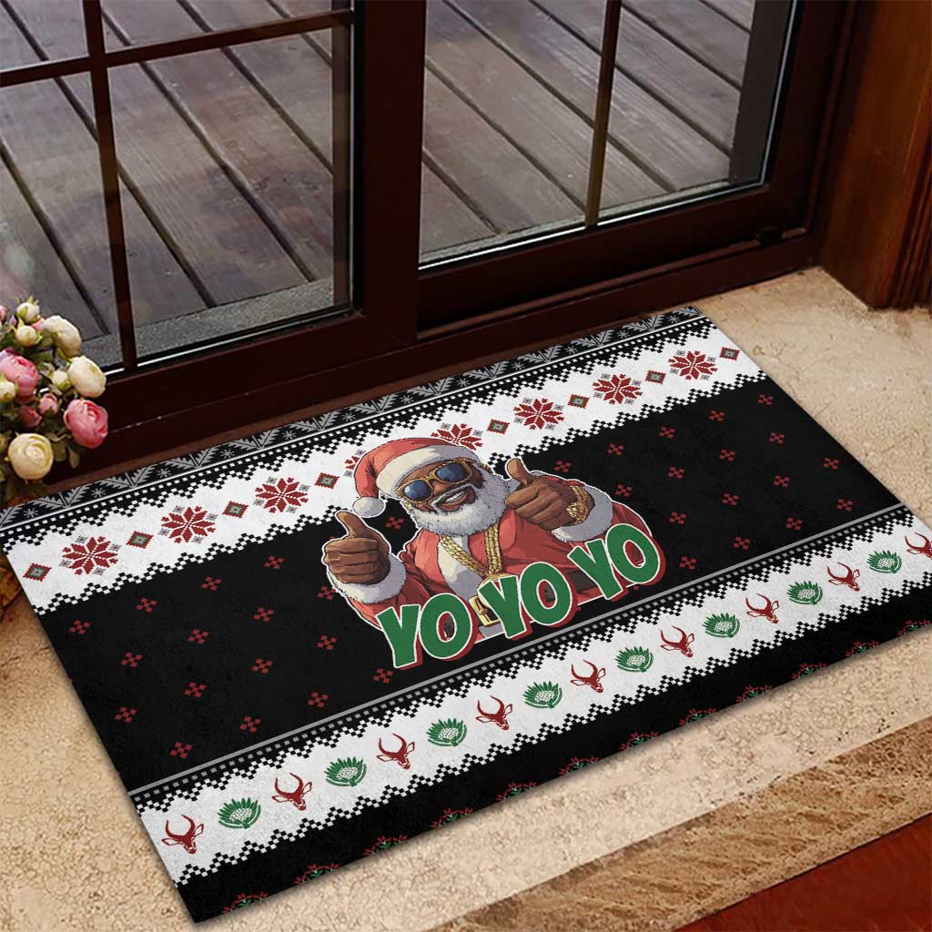 South Africa Christmas Rubber Doormat Hip Hop Santa Claus