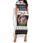 South Africa Christmas Short Sleeve Bodycon Dress Hip Hop Santa Claus LT05