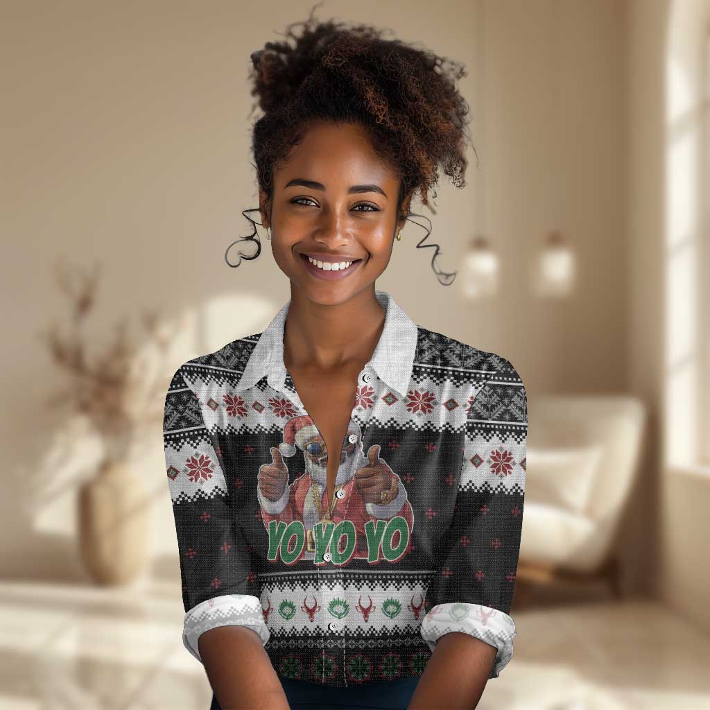 South Africa Christmas Women Casual Shirt Hip Hop Santa Claus LT05
