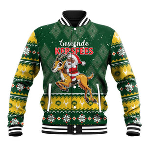 South Africa Christmas Baseball Jacket Funny Santa Riding Springbok LT05