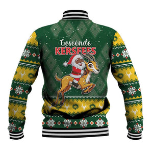 South Africa Christmas Baseball Jacket Funny Santa Riding Springbok LT05