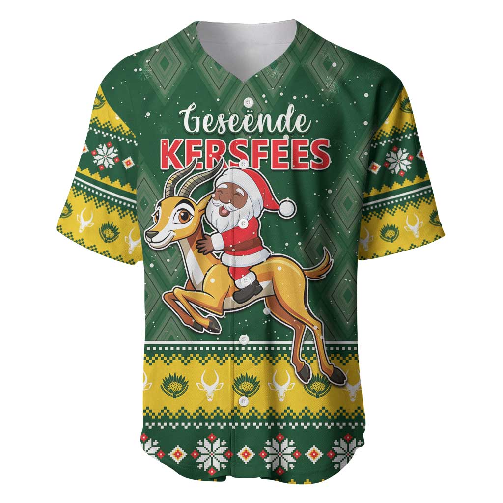 South Africa Christmas Baseball Jersey Funny Santa Riding Springbok LT05