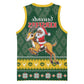 South Africa Christmas Basketball Jersey Funny Santa Riding Springbok - African Pride