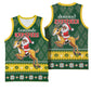 South Africa Christmas Basketball Jersey Funny Santa Riding Springbok - African Pride
