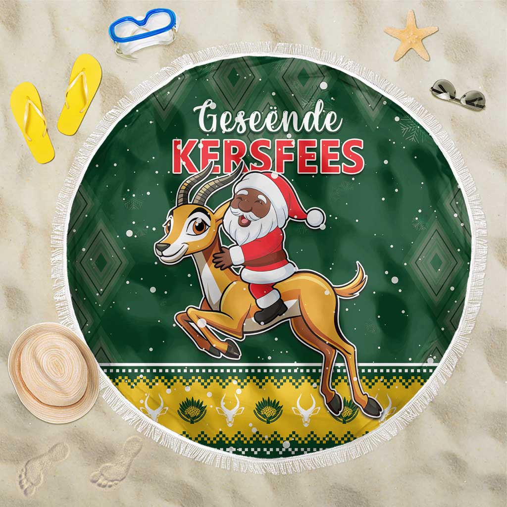 South Africa Christmas Beach Blanket Funny Santa Riding Springbok
