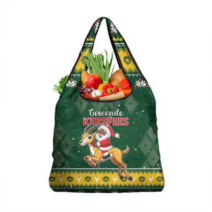 South Africa Christmas Grocery Bag Funny Santa Riding Springbok