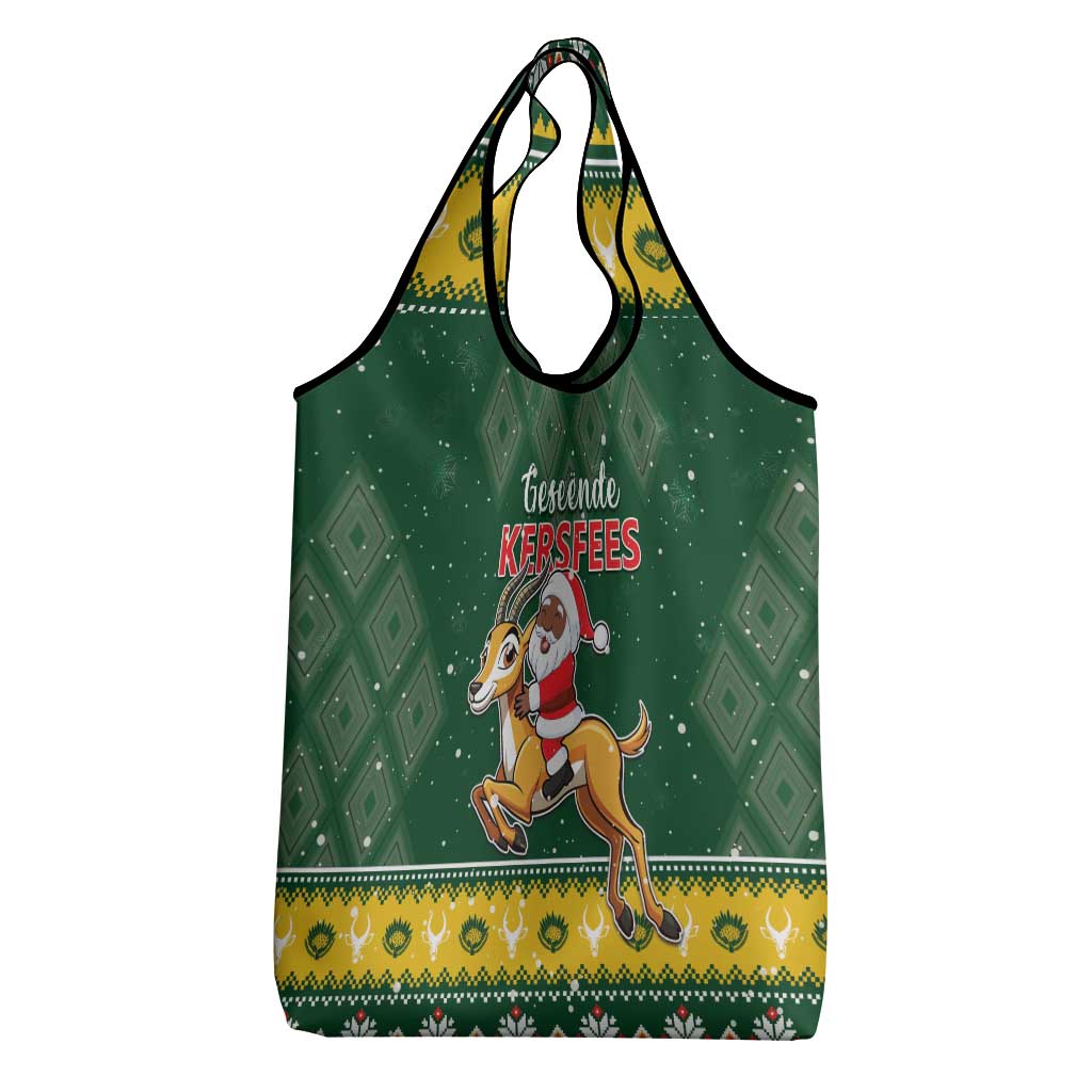South Africa Christmas Grocery Bag Funny Santa Riding Springbok