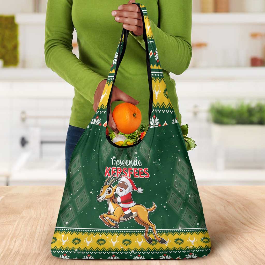 South Africa Christmas Grocery Bag Funny Santa Riding Springbok