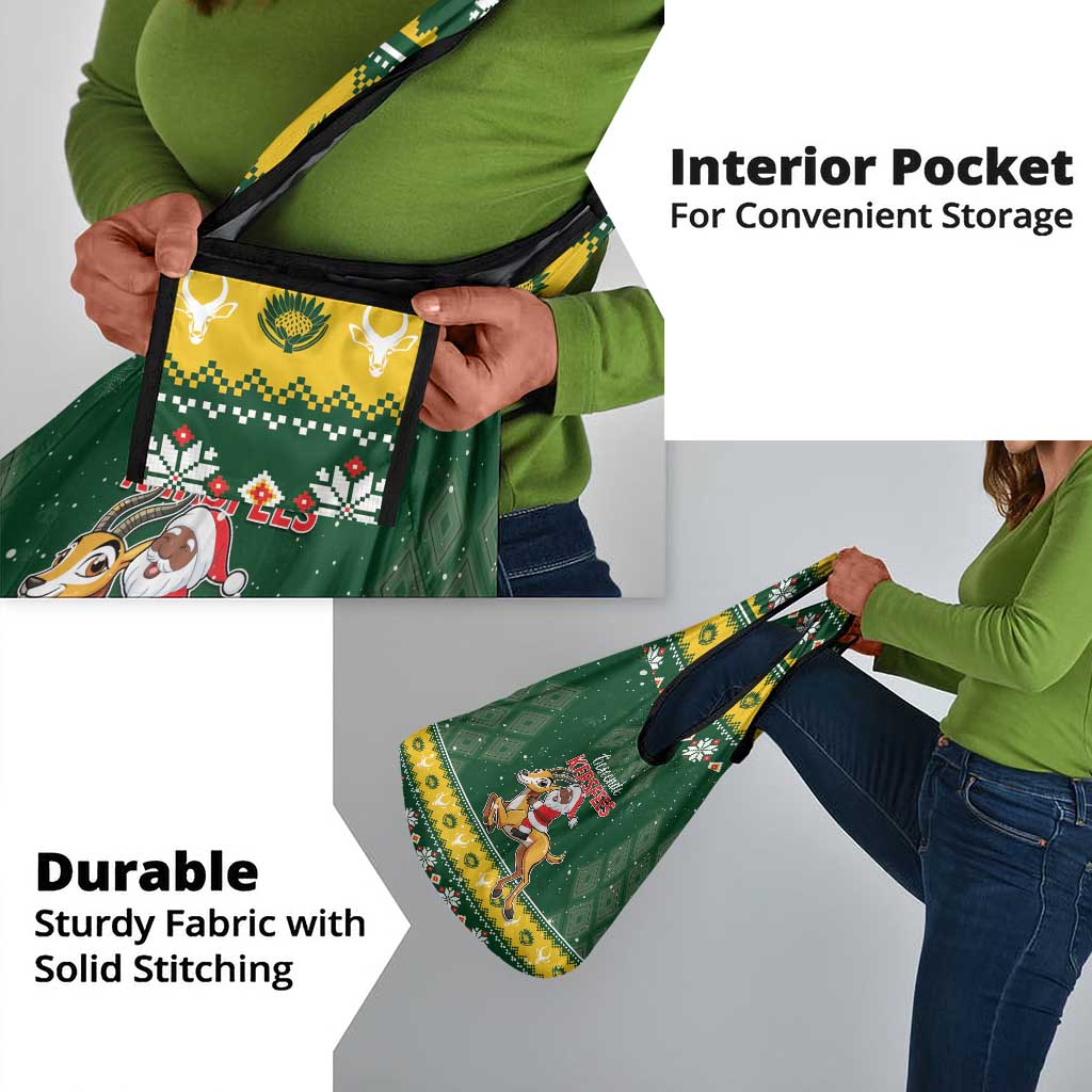 South Africa Christmas Grocery Bag Funny Santa Riding Springbok