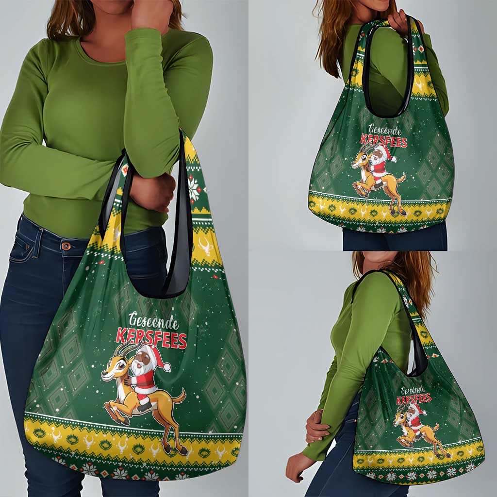 South Africa Christmas Grocery Bag Funny Santa Riding Springbok