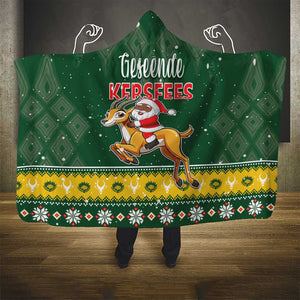 South Africa Christmas Hooded Blanket Funny Santa Riding Springbok