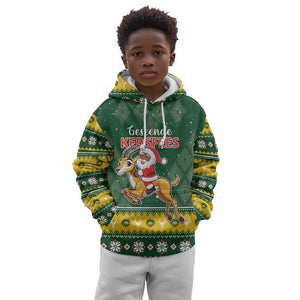 South Africa Christmas Kid Hoodie Funny Santa Riding Springbok LT05