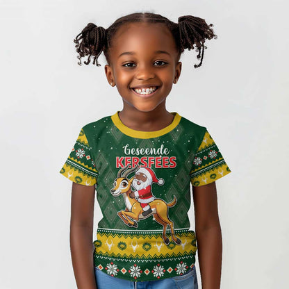 South Africa Christmas Kid T shirt Funny Santa Riding Springbok LT05